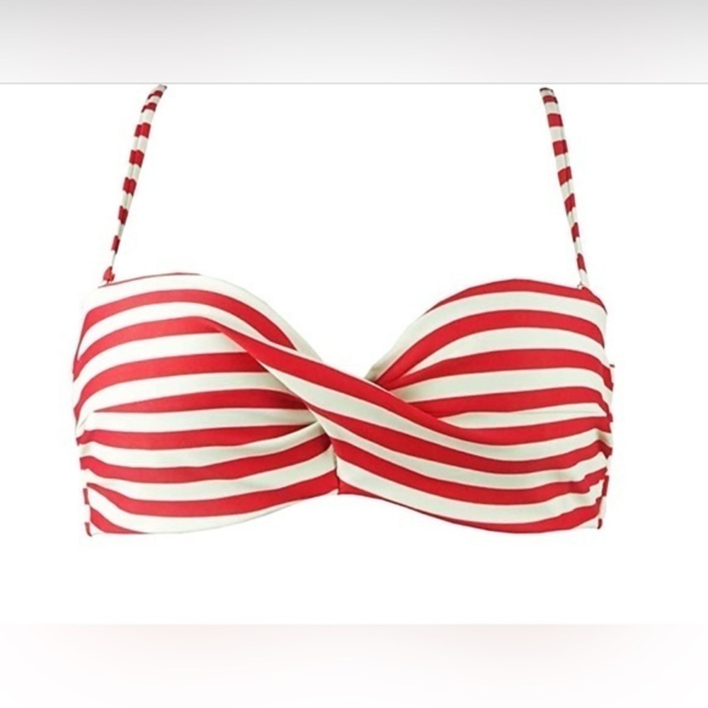 Cocoship Red White Striped Bikini Top Size 14